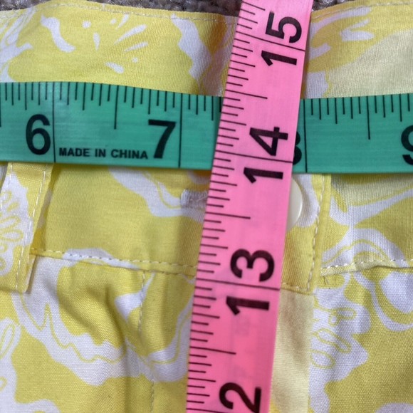 Vtg Lilly Pulitzer Pants 14 Yellow Floral Pleated Cotton Hi Waist Retro Lined - Picture 6 of 11